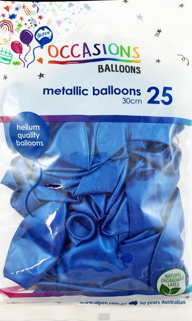 Buy Metallic Royal Blue 30cm Balloons P25 at NIS Packaging & Party Supply Brisbane, Logan, Gold Coast, Sydney, Melbourne, Australia
