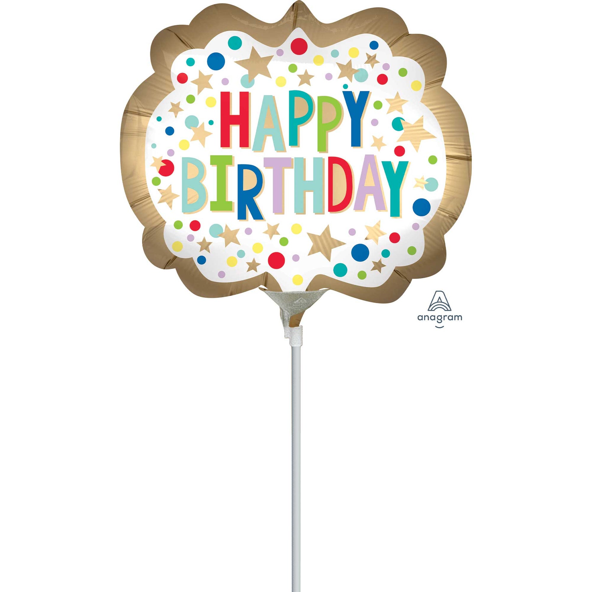 Mini Shape Gold Satin Marquee Dots Happy Birthday. NIS Traders