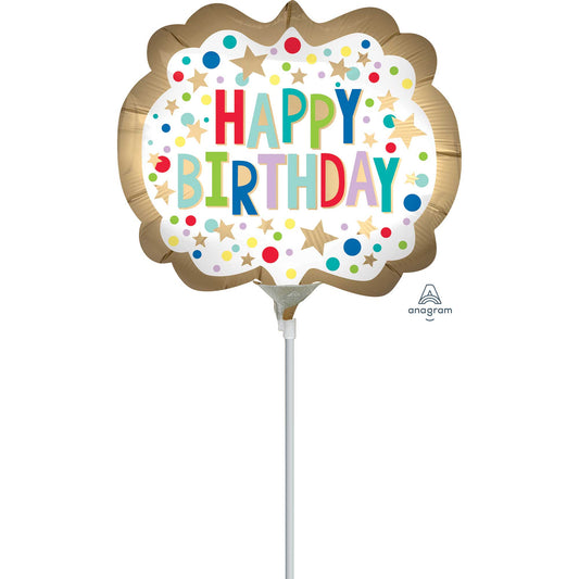 Mini Shape Gold Satin Marquee Dots Happy Birthday. NIS Traders