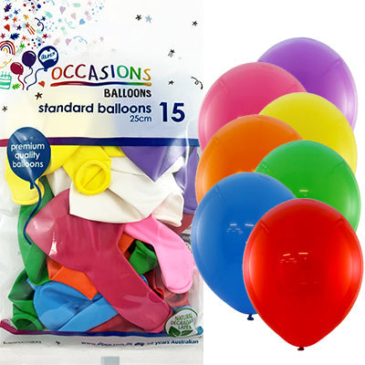 Buy Mixed Colours 25cm Balloons at NIS Packaging & Party Supply Brisbane, Logan, Gold Coast, Sydney, Melbourne, Australia