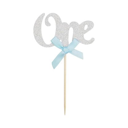 ONE B'day Silver Cupcake Picks (10 pc) NIS Traders