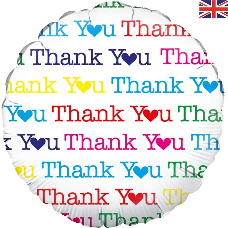 FBAL.18" THANK YOU HEARTS Foil Balloon 45cm 1pc