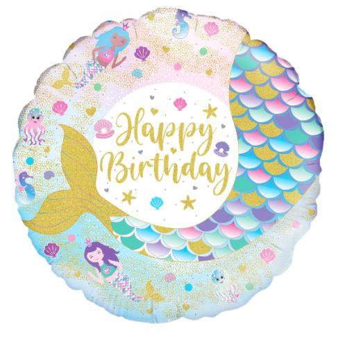 Shimmering Mermaid Birthday Iridescent Foil Balloon 45cm