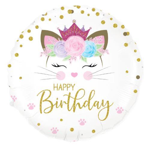 Floral Kitten Birthday 18inch Holographic 45cm 1pc
