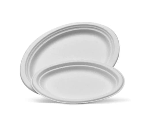 OVAL  SUGARCANE SMALL PLATE 10" (50 pc)