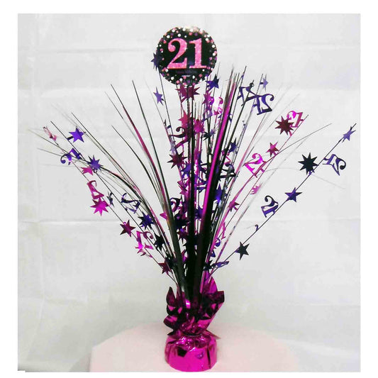 Pink 21st B'DAY Centrepiece Decoration NIS Traders