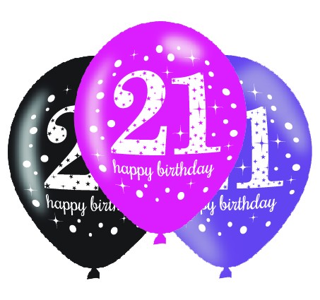 Pink 21st B'day  Latex Balloons NIS Traders