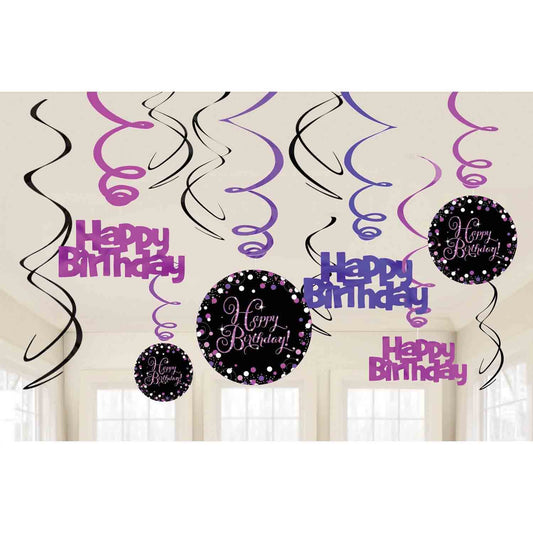 Pink Celebration Happy Birthday Swirls NIS Traders