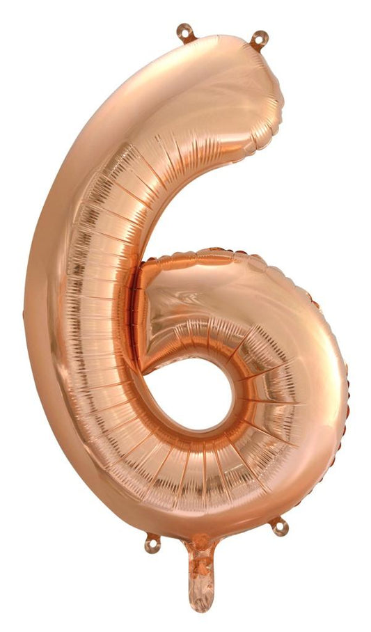 Buy Rose Gold Foil Balloon Number #6 (34inch) at NIS Packaging & Party Supply Brisbane, Logan, Gold Coast, Sydney, Melbourne, Australia