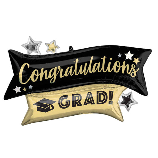 SUPERSHAPE CONGRATULATIONS GRAD GOLD & BLACK NIS Traders