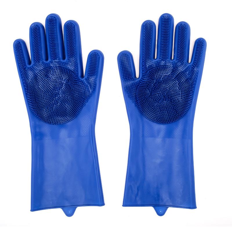 Scrubbing Brush Cleaning Gloves Silicone - Blue 32cm - 1 pairl NIS Traders