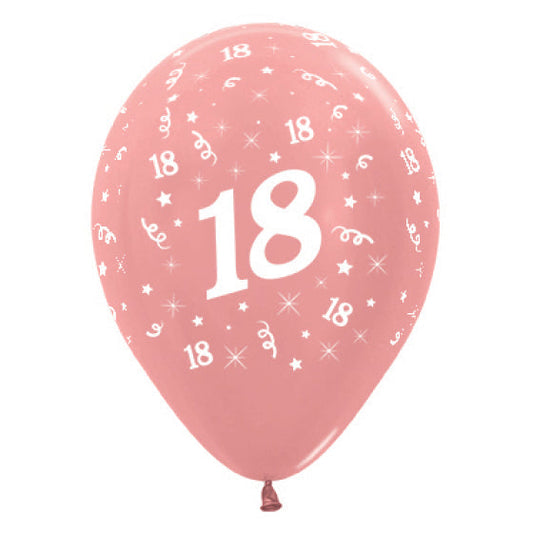 Sempertex 30CM Age 18 METALLIC Rose gold latex ballons NIS Traders