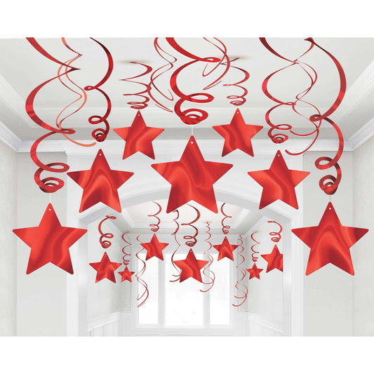 Shooting Stars Foil Mega Value Pack Swirl Decorations - Apple Red NIS Traders
