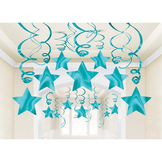 Shooting Stars Foil Mega Value Pack Swirl Decorations - Caribbean Blue NIS Traders