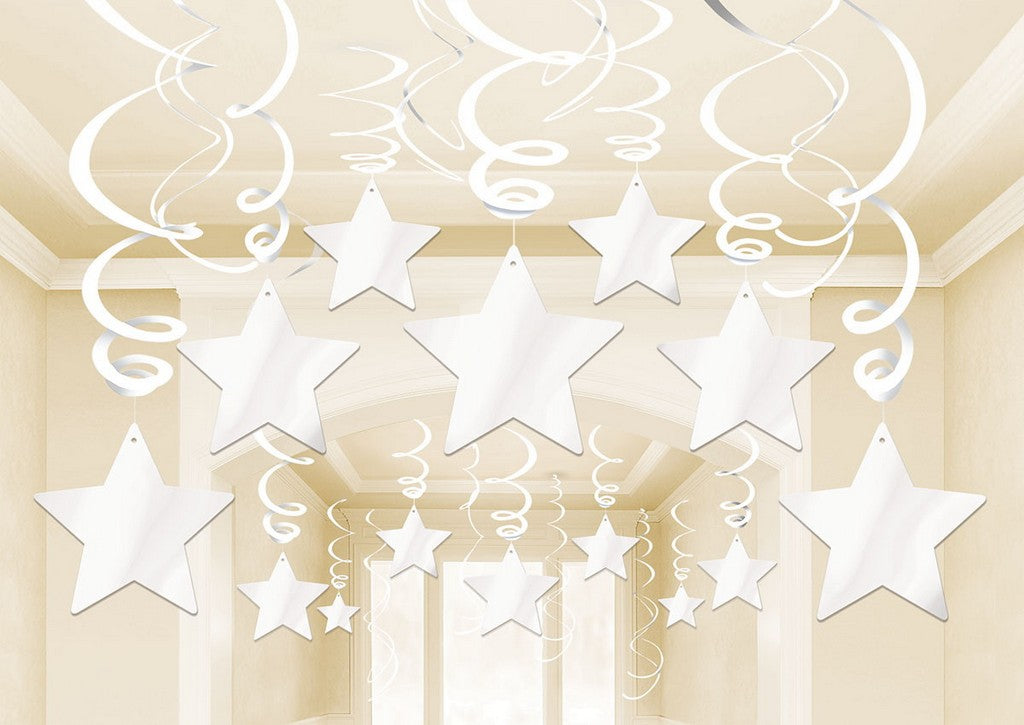 Shooting Stars Foil Mega Value Pack Swirl Decorations Frosty White NIS Traders