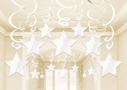 Shooting Stars Foil Mega Value Pack Swirl Decorations Frosty White NIS Traders