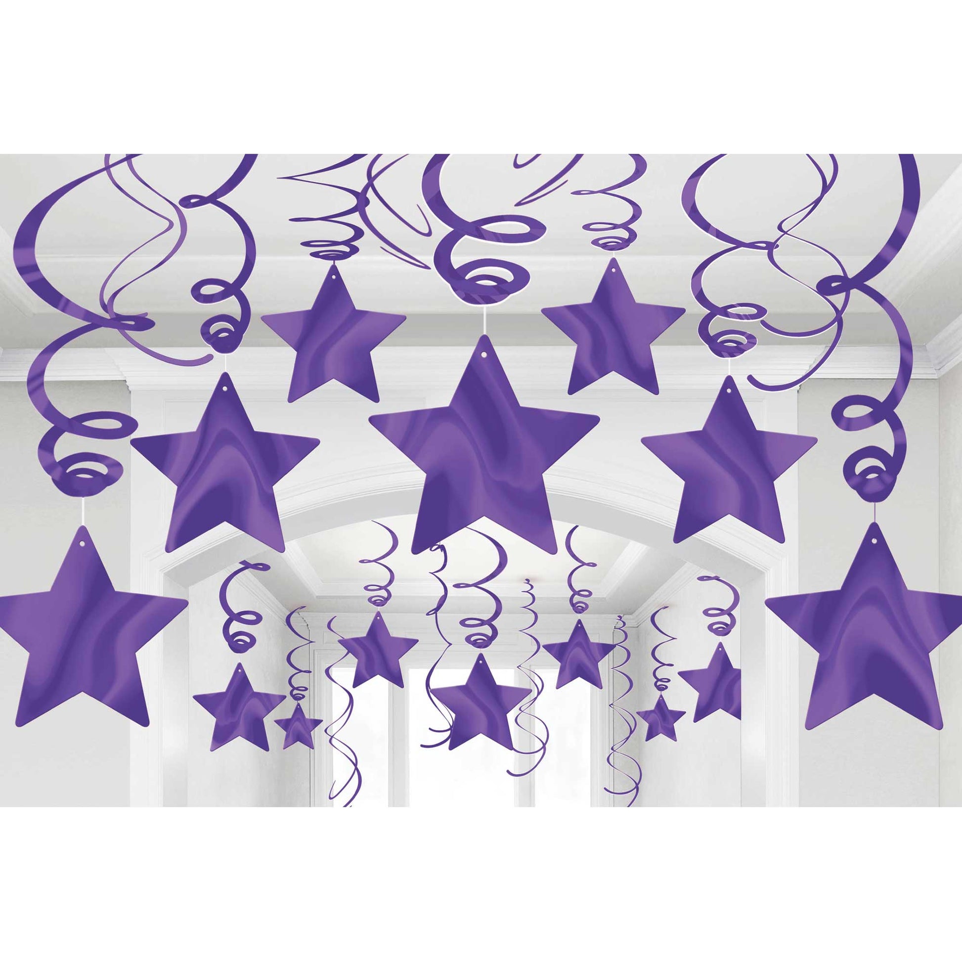 Shooting Stars Foil Mega Value Pack Swirl Decorations - New Purple NIS Traders