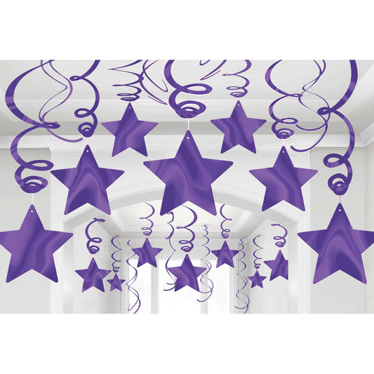 Shooting Stars Foil Mega Value Pack Swirl Decorations - New Purple NIS Traders
