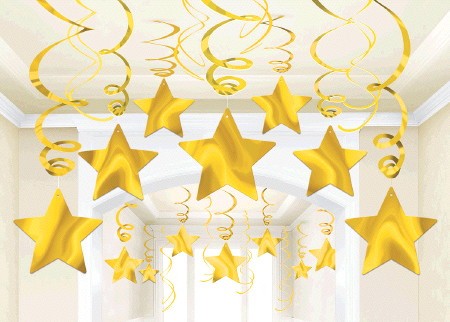 Shooting Stars Foil Mega Value Pack Swirl Decorations Yellow Sunshine NIS Traders