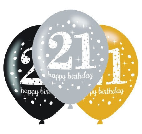 Sparkling 21st B'DAY Latex balloons NIS Traders