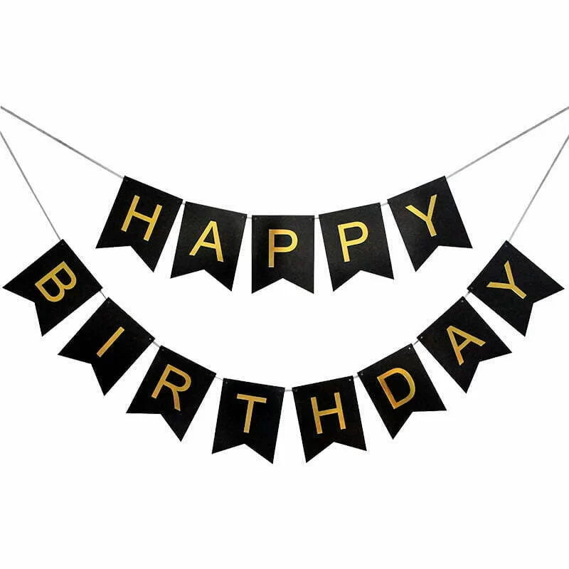 BLACK Happy Birthday Bunting 3.3m 1pc