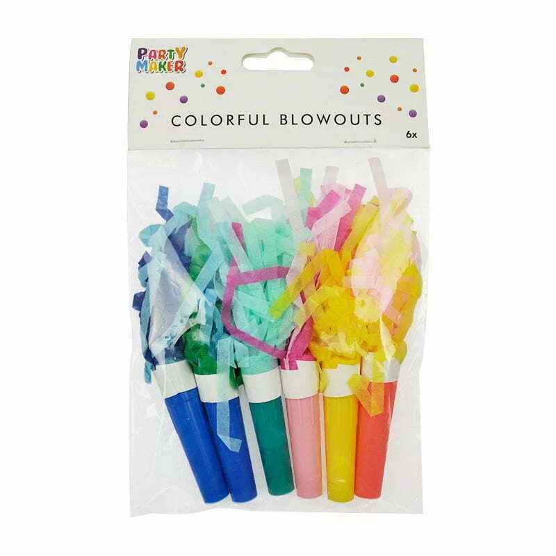 Colored Blowouts Party Favours 6pk